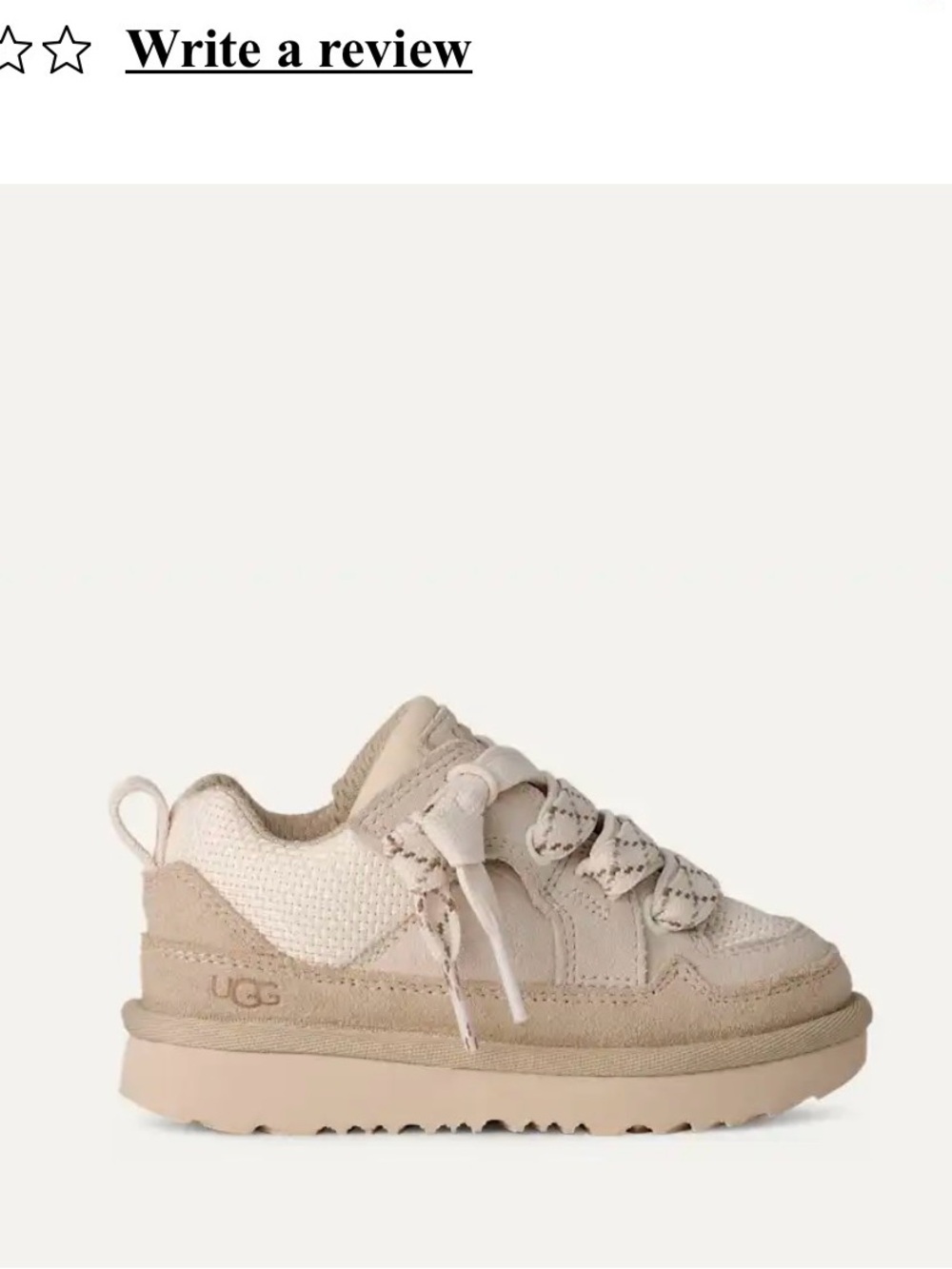 UGG Toddler Lowmel Sneaker in Beige and Cream